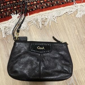Coach black leather wristlet